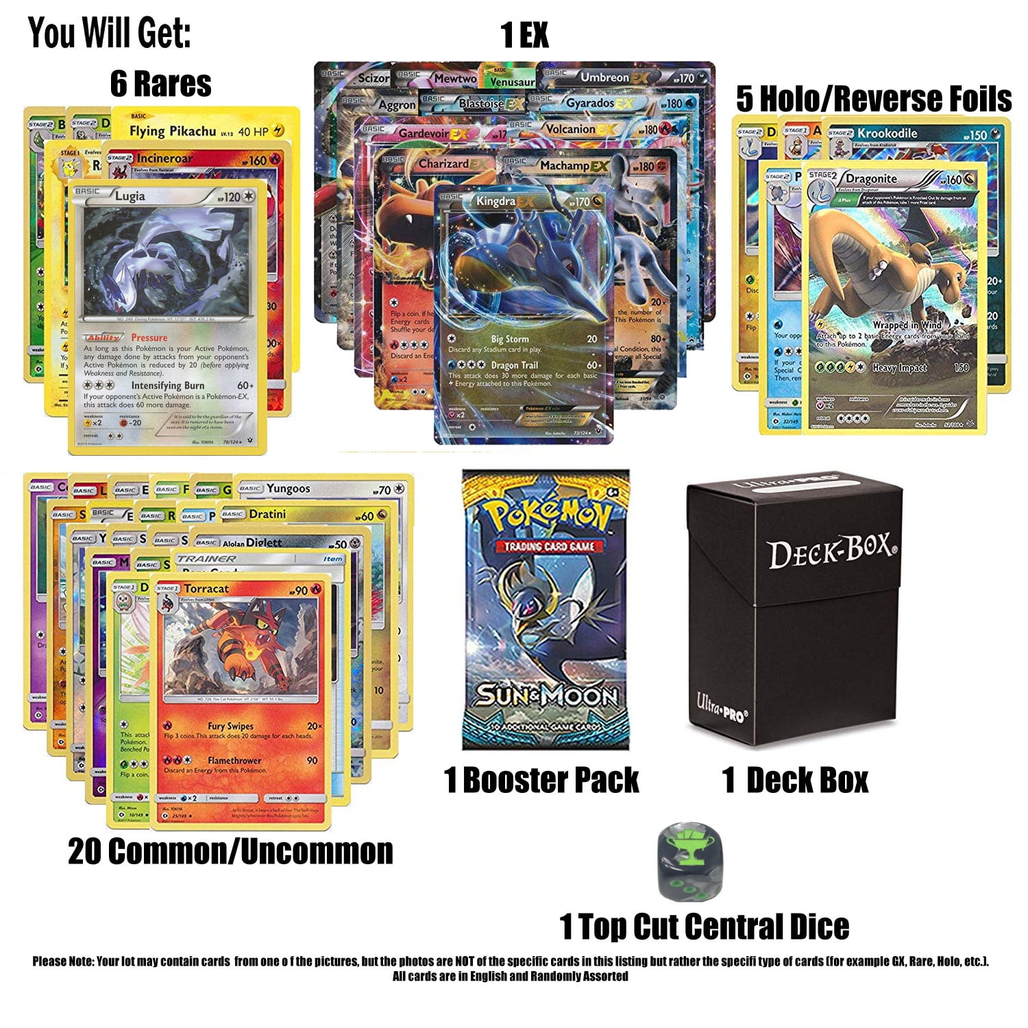 Pokemon Card Bulk Lot Pack 40 cards 2 Holos 5 Reverse Holos and Rare