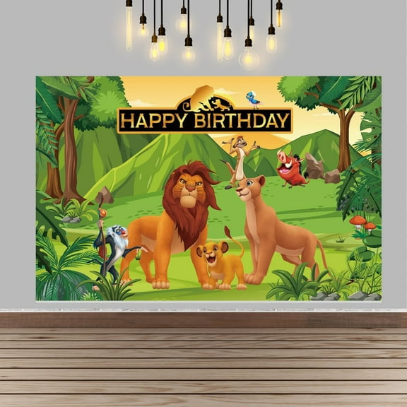 The Lion King Theme Birthday Flag Background Banner Children's Party Decoration supplies Photography Photo Prop ,70.8x43.3inch.