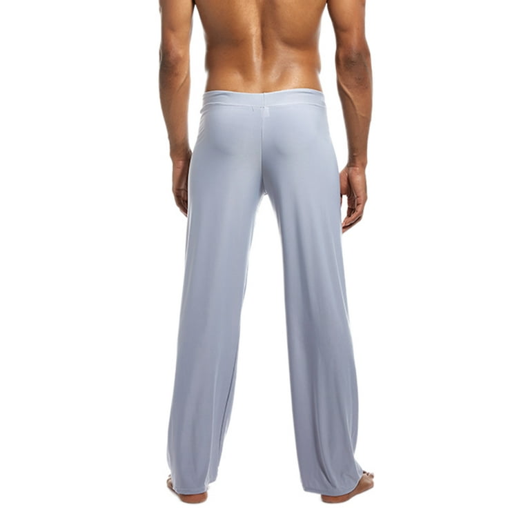 CenturyX Men Loose Lounge Pants Ice Silk Sleepwear Loose Fitting Sport Yoga Long Pants Pajamas Bottom Homewear Trousers Grey L