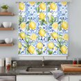 thumbnail image 5 of Yellow Lemon Sheer Curtains 54 Inches Long, Botanical Spring Leaves Abstract Blue Tile Light Filering Curtains, Breathable Simi Curtain Privacy Drapes for Kitchen Bathroom Small Window Treatment, 5 of 9