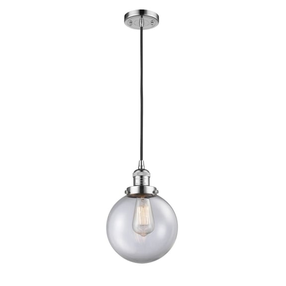 Innovations 201C-PC-G202-8-LED Large Beacon 1 Light Mini Pendant part of the Franklin Restoration Collection, Polished Chrome