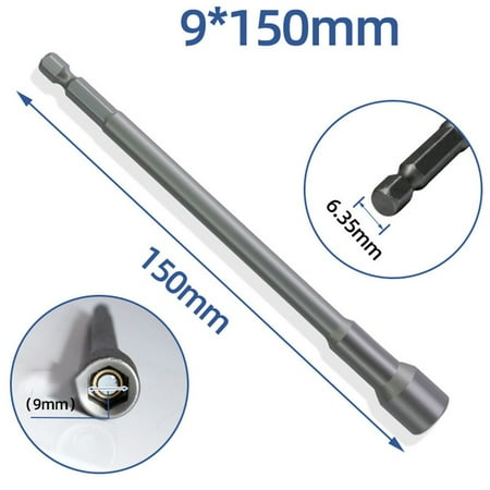 

150mm Long 6mm-19mm Hexagon Nut Driver Drill Bit Socket Wrench Extension Sleeve