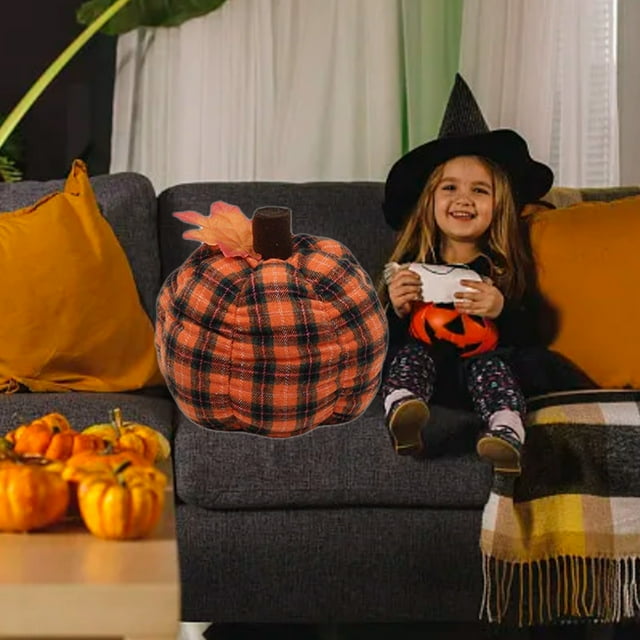 Boovnll Fall Home New Favourite Delicate Checkered Pumpkin Fabric Material Warm Feel