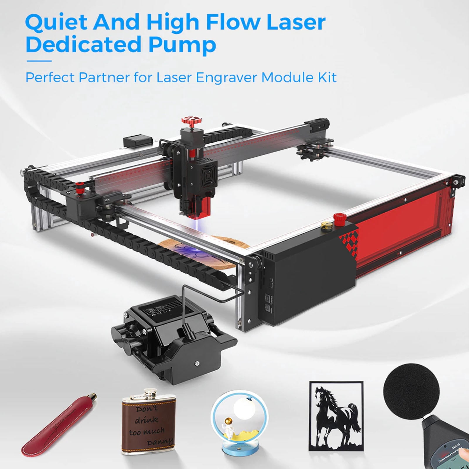 Yajisi Adjustable Air Assist Pump 10‑30 L/min, Low‑Noise ≤55 dB, Airflow Control for Laser Cutting & Engraving Machines