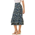 thumbnail image 5 of INSPIRE CHIC Mother's Day Women's Chiffon Skirts Elastic Waist Ruffle Tiered Floral Flowy Midi Skirts M Blue-Floral, 5 of 8