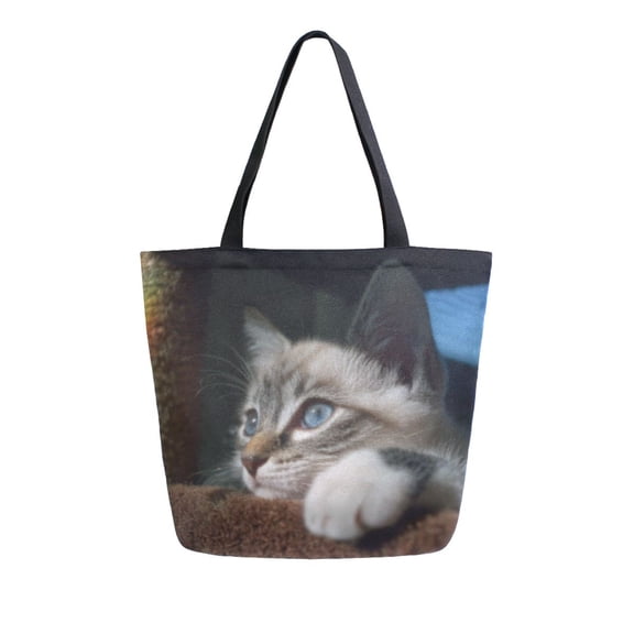 DIXRUYEE Tote Bag Women Weekender Travel Bag Shoulder Handbag Curious Kitten's Peek Printed