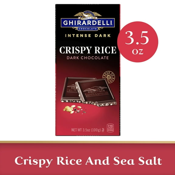 GHIRARDELLI Intense Dark Chocolate Bar, Crispy Rice , 3.5 Oz Bar