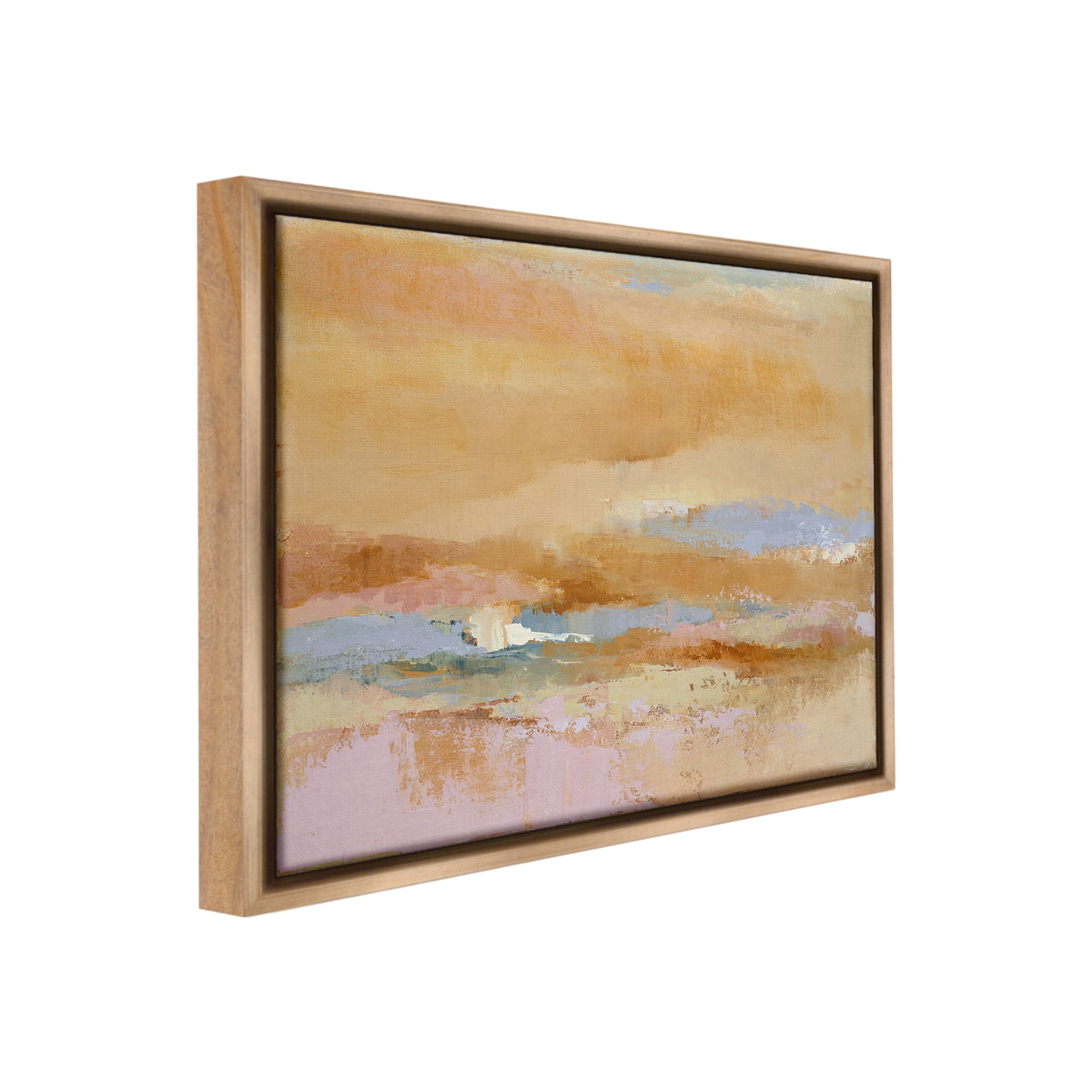 Stupell Industries Rustic Tan Abstraction Abstract Painting Brown Floater Framed Canvas Art Print Wall Art, 31 x 25