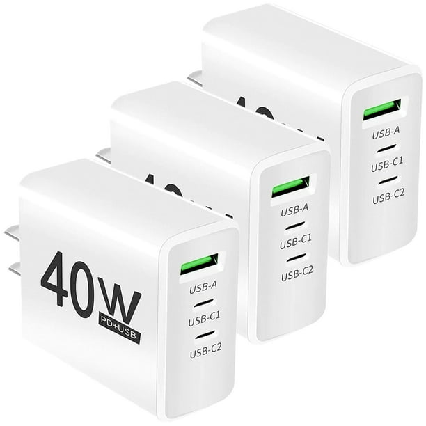 Cargadores Teléfono HotShot DashWhite 3 Pzas 3 Puertos USB 5V 2.4A Max 40W 100-240V 50-60Hz Blanco