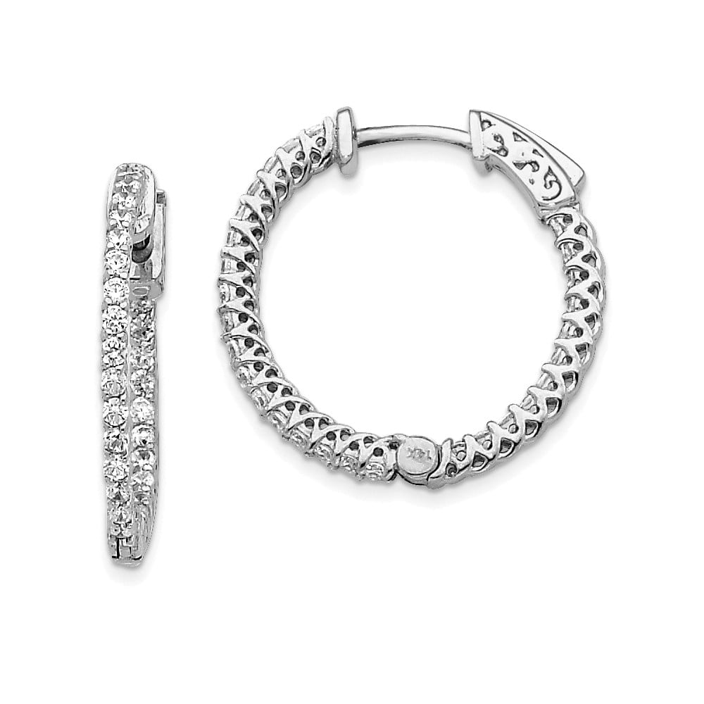 AA Jewels - Solid 14k White Gold Diamond Round Hoop Safety Clasp ...