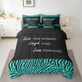 thumbnail image 2 of jejeloiu Inspirational Quote Theme 7-Piece Twin Bedding Sets,Wild Zebra Stripes Bedding Comforter Set,Cyan Black Sheet Sets For Girls Boys,Microfiber Bedroom Decor Reversible, 2 of 8