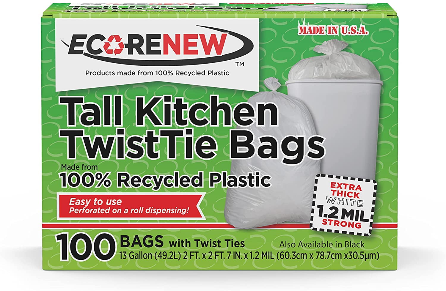 WBIRNW1K150V  Linear-Low-Density Recycled Tall Kitchen Bags, 13-16 Gallon