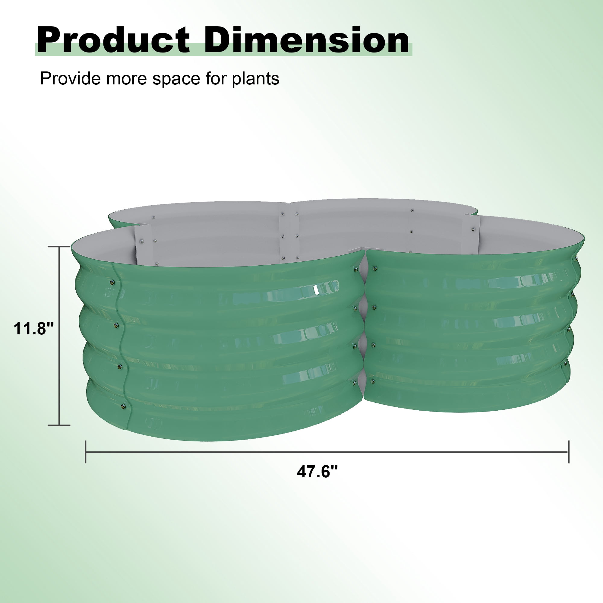 WildBreak Outdoor Raised Garden Bed Kits, Petal Shape, Metal Planter Box 47.6 x 47.6 x 11.8", Green