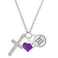 thumbnail image 1 of Delight Jewelry Stainless Steel Psalm 46:10 - Be Still and Know Engraved Cross - Purple Heart Nurse Strong Zoe Necklace, 1 of 4