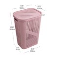 thumbnail image 4 of Mind Reader 60L Slim Laundry Hamper, Lid, Plastic, Adult, 17.25"L x 13.75"W x 23.5"H, 2-Pack, Pink, 4 of 9