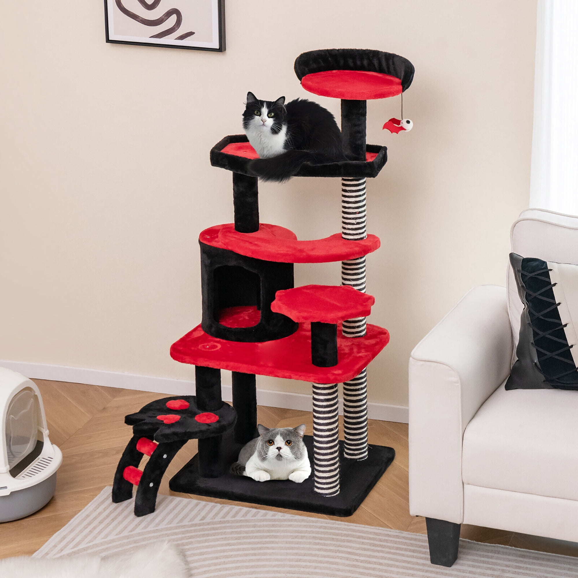 Gymax Gothic Cat Tree 52'' Tall Cat Tower w/ Cat Bed Cat Condo Sisal Scratching Post