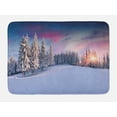 thumbnail image 1 of Winter Bath Mat, Idyllic Panorama of Winter Sunrise in Snow Covered Mountains Serenity Freshness, Non-Slip Plush Mat Bathroom Kitchen Laundry Room Decor, 29.5 X 17.5 Inches, Multicolor, Ambesonne, 1 of 2
