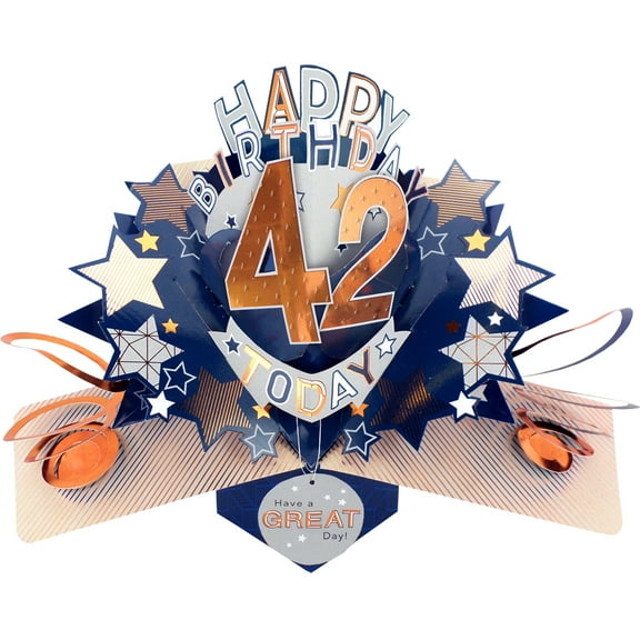 Happy 42nd Birthday 42 Today Pop-Up Greeting Card Love Kate's Pop Up Cards Him