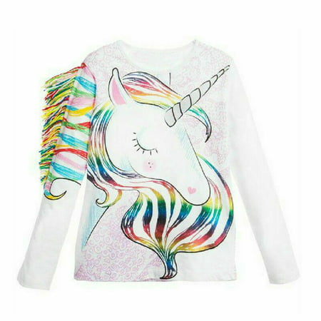 Unique Toddler Kid Girls Unicorn Long Sleeve Tops T-shirt Clothes Outift