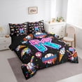 thumbnail image 3 of jejeloiu Letter K Monogrammed 7-Piece Twin Bedding Sets,Baseball Ice Cream Bedding Comforter Set For Girls Kids Reversible, 3 of 8