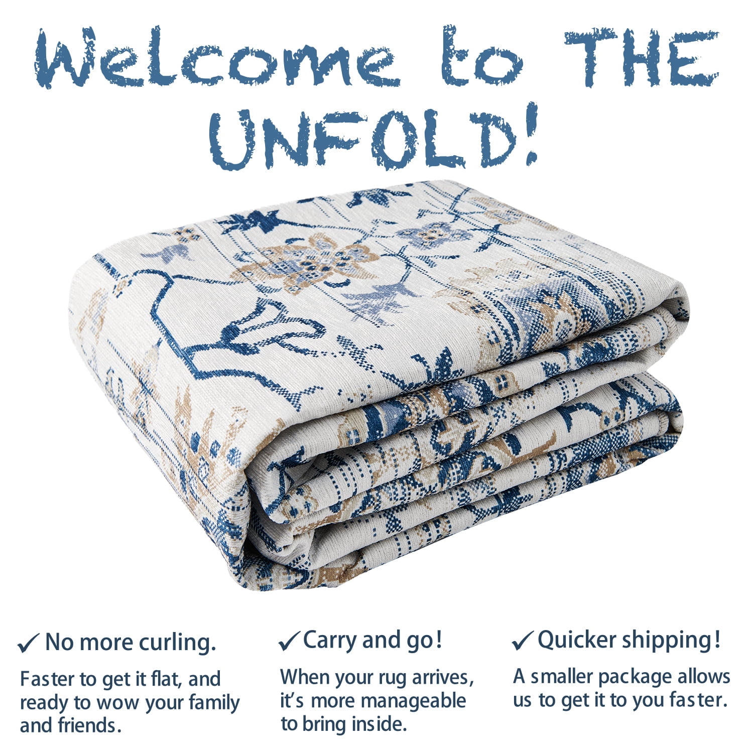 Rug King Kitchen Runner Rug Vintage 2x6 Navy Foldable Persian Floral Print Carpet Non Slip Rug for Entryway Living Room Bedroom Bathroom Kitchen