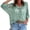 Mint Green, variant on Fewfanhot Women Crochet Hollow‑Out V‑Neck 3/4 Sleeve Top, Loose Knit Casual Pullover Blouse for Ladies