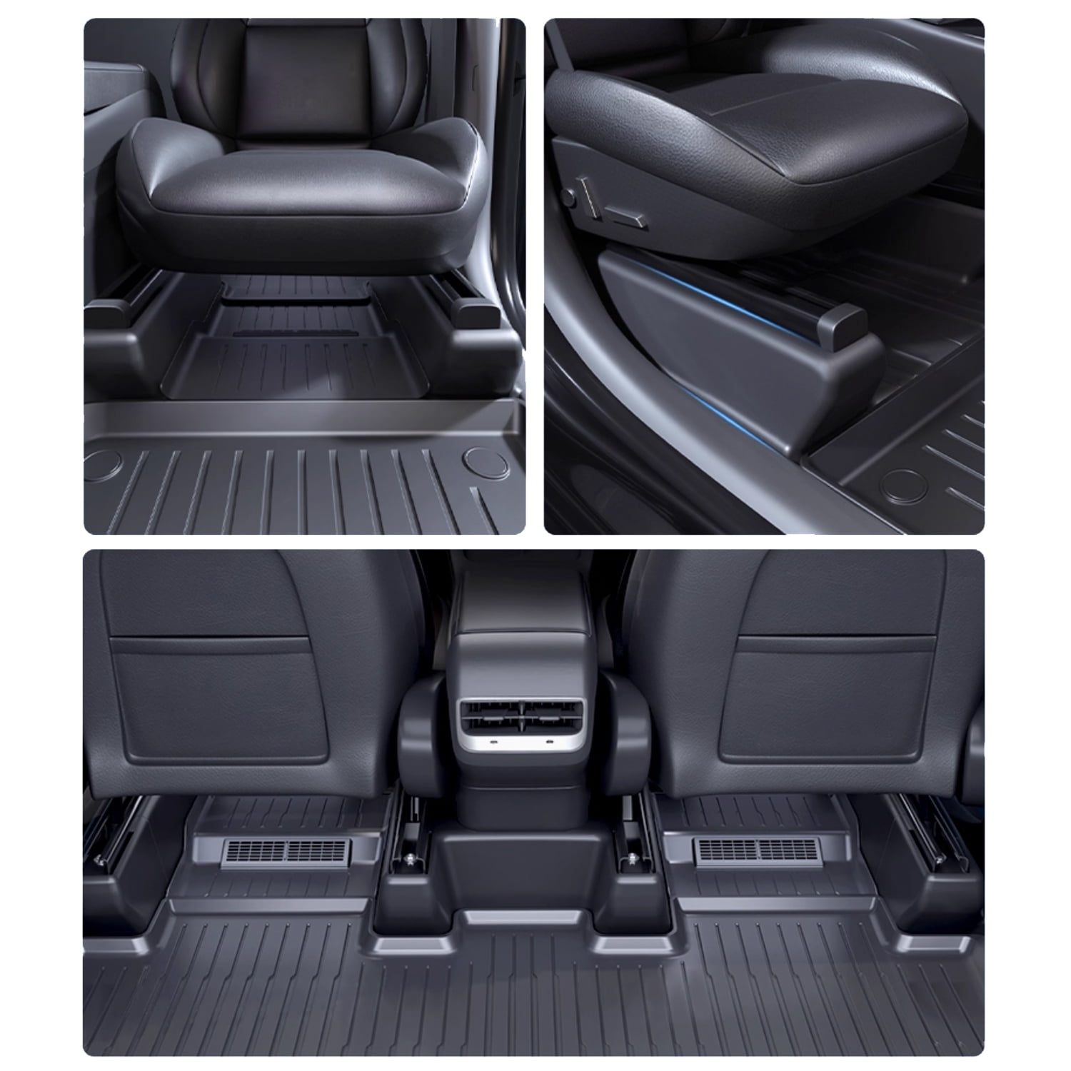 TJS for Tesla NEW Model Y (Juniper) Underseat Protector, Seat Slide Rail Cover Rear Row Under Seat Rail Anti-Kick Slide Fleece Interior Accessories 2025–2026