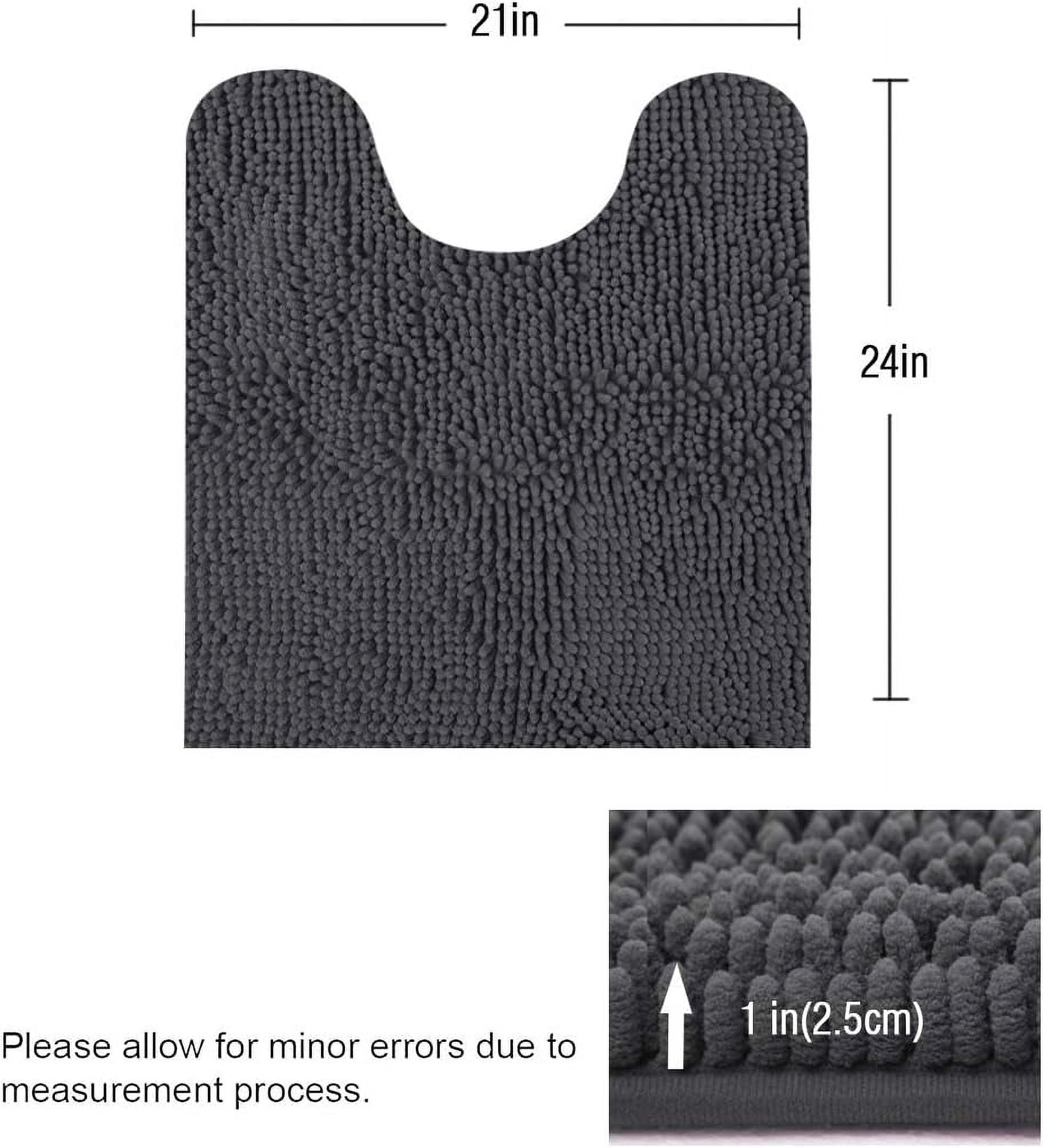 ITSOFT Luxury Bathroom Mats, Non-Slip Chenille Bathmat, Ultra Absorbent, U-Shaped, Charcoal Gray