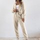thumbnail image 3 of Pantalones Conjunto de 2 piezas a juego para mujer, ropa de estar cómoda suave y acogedora de color sólido (Caqui L) Cgtredaw Caqui T L para Mujer, 3 of 5