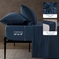 thumbnail image 4 of Sleep Zone Bed Sheets - Full Size Bed Sheets - Washed Microfiber - 4 Piece Hotel Luxury Bedding Sheets with Fitted Sheet, Flat Sheet & 2 Pillowcases - Deep Pocket (Navy), 4 of 6