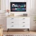 thumbnail image 6 of Smilegend 6 Drawer Dresser for Bedroom with Deep Drawers, Wood Dresser & Chest of Drawers, Modern White Long Dresser for Closet Living Room, 47.2"W x 15.7"D x 31.5"H, White & Oak, 6 of 7