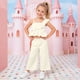 thumbnail image 1 of Conjunto de camiseta sin mangas con cuello redondo para niña, vestido sin mangas con botones finos para niña, falda francesa ceñida con cintura fruncida y volantes, conjunto de poliéster para niña, 1 of 9