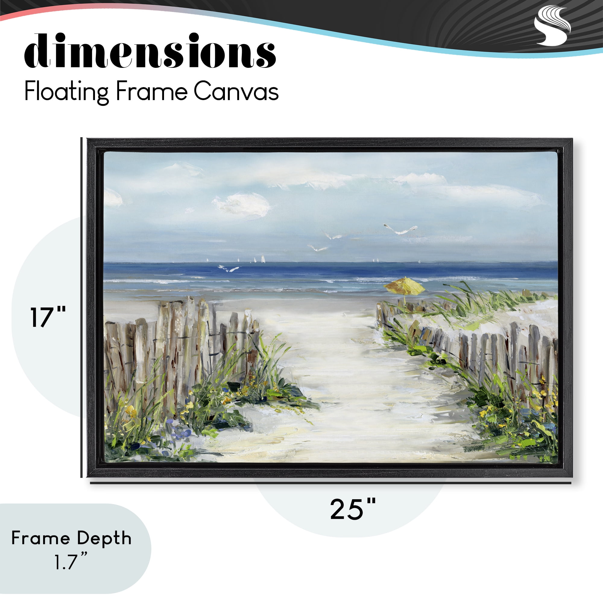 Stupell Industries Sunlit Dune Path To Ocean Black Framed Floater Canvas Wall Art, design by Sally Swatland