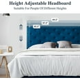 thumbnail image 4 of Allewie Full Size Bed Frame, Velvet Upholstered Platform Bed with Adjustable Diamond Button Tufted & Nailhead Trim Headboard, Navy Blue, 4 of 8