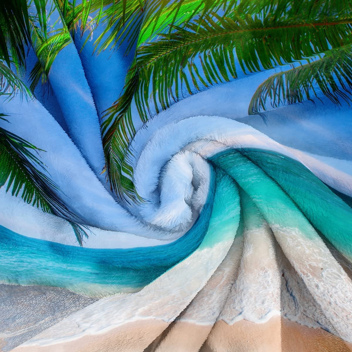 Ocean Beach Flannels Blanket,Tropical Palm Tree Hawaii Ocean Throw Blanket Super Soft Sunshine Beach Coastal Nature Themed Four Seasons Blanket(Ocean Blankets 3003-80"x60")