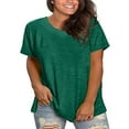 thumbnail image 2 of Plus Size Solid Color Short Sleeve Round Neck T-Shirt, Plus Size Round Neck Short Sleeve T Shirt for Women; Summer Loose T Shirt Casual Top. Green, 3Xl, 2 of 5