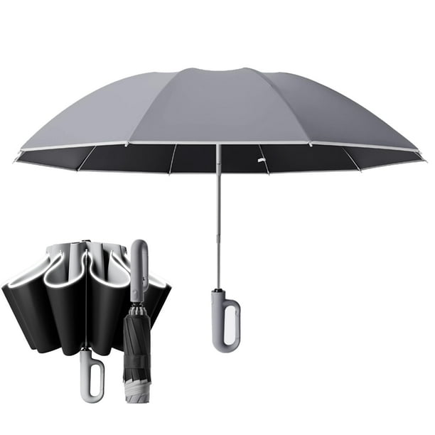 Paraguas invertido con asa de mosquetón, paraguas a prueba de viento para lluvia, paraguas plegable inverso portátil, paraguas de coche para mujeres y hombres