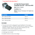 thumbnail image 2 of A/C High Side Pressure Switch - Compatible with 2007 - 2020 Acura MDX 2008 2009 2010 2011 2012 2013 2014 2015 2016 2017 2018 2019, 2 of 2