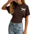 thumbnail image 3 of SOFTCCLO Girls Tshirts Short Sleeve Crewneck Graphic Tees Cute Bow Print Waist Cinched Stylish Casual T-Shirts for Girls Size 9-10Y, 3 of 5
