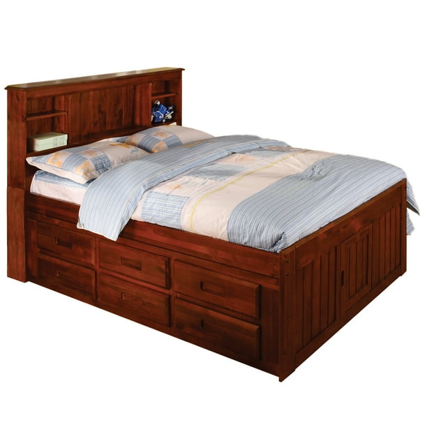 Solid Pine Bookcase Headboard, King Bed Frame With Storage And Bookcase Headboard