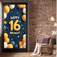 thumbnail image 5 of Happy 16th Birthday Banner with Balloon Star Decor Background, Party Supplies for Birthday Celebrations Photography Props Backdrop Decors, 5 of 8