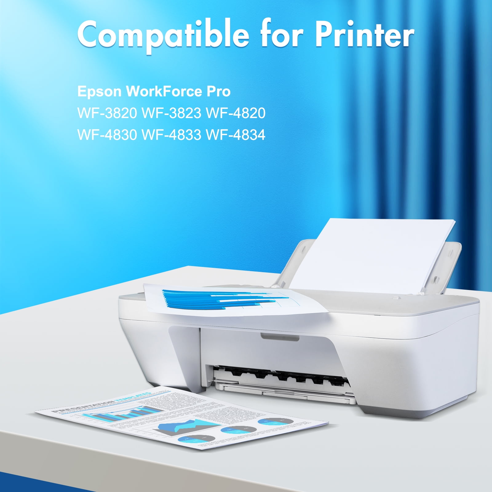 4 Pack 822 XL Ink Cartridges Compatible for Epson 822XL 822 Printer Ink Combo Pack for WorkForce Pro WF-3820 WF-4820 WF-4830 WF-4833 WF-4834 WF-3823 (Black, Cyan, Magenta, Yellow)