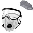 thumbnail image 2 of Protective Face Mask, Carbon Filter Mask, Reusable Carbon Filter Dust Mask – Anti-Sun, Cloth Face Mask with Removable Eye Goggle Piece and 10 Included Respirator Filters, White, 2 of 7