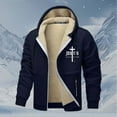 thumbnail image 2 of Mens Jesus Hoodies Christian Fleece Lined Zip Up Cross Thick Heavyweight Jackets Winter Warm Blue M, 2 of 4