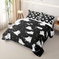 thumbnail image 3 of Homewish Cute Ghost Cat Silhouette Twin Quilt Set for Boys Girls, Halloween Kitty Skull Twin Coverlet Set, 2pcs, 3 of 7