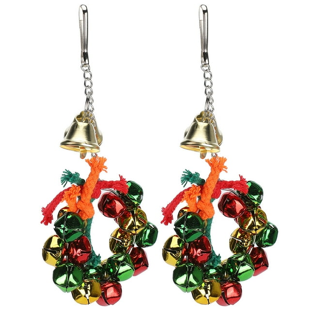 2 uds mascota pájaro loro campana anillo guirnalda juguete Navidad jaula corona decorar suministro