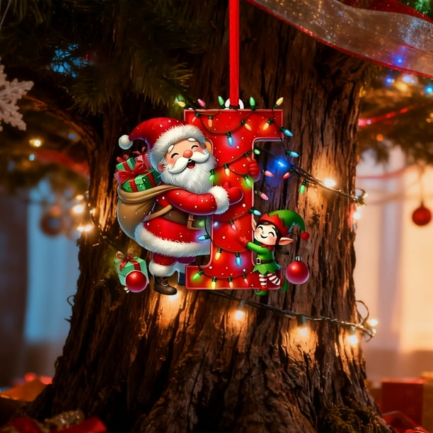 2D Acrylic Christmas Tree 26 Letter Pendant Decorative Gift Family Christmas Party Pendants
