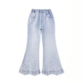 thumbnail image 5 of Amidoa Girls Wide Leg Jeans- Baggy Elastic Waist Cute Casual Denim Pants Blue Size 12, 5 of 8
