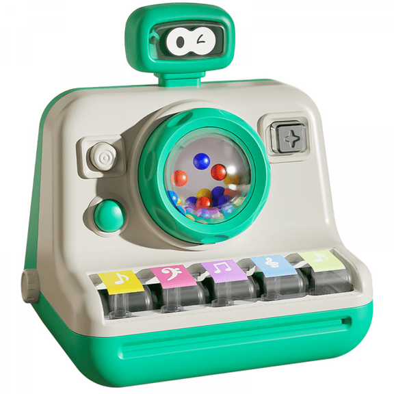 Kids Piano Musical Instruments Toys Camera Themed Interactive Toys with Lights for Toddlers Tummy Time & Christmas Birthday Gifts(White)