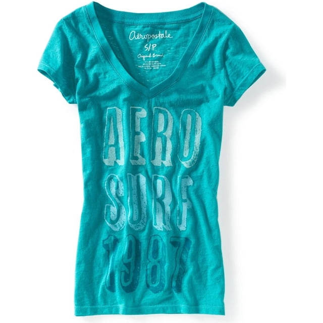 Camiseta gráfica Aeropostale para mujer Aero Surf Burnout verde mediana